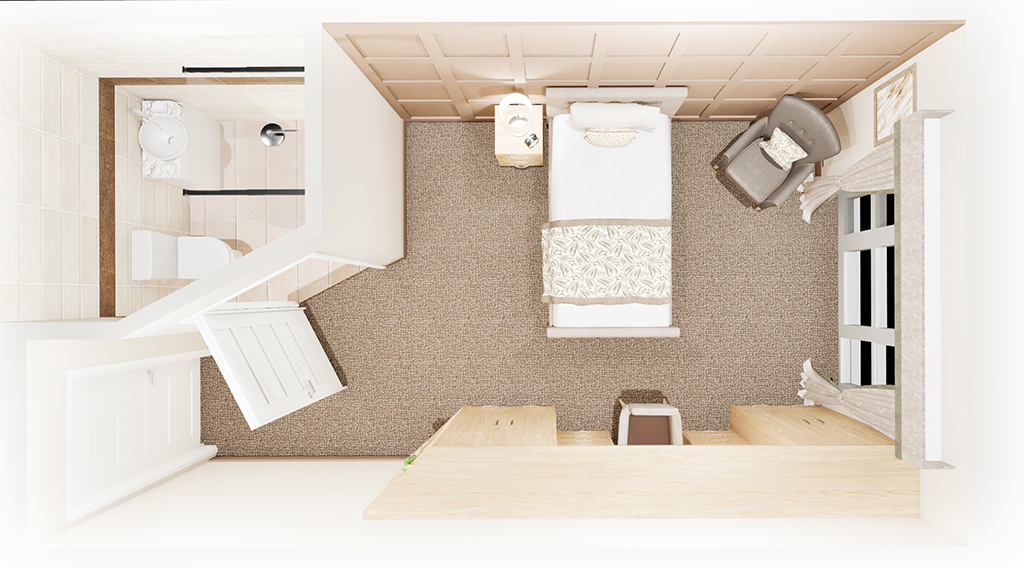 CGI Image of Deluxe Bedroom at Care Home